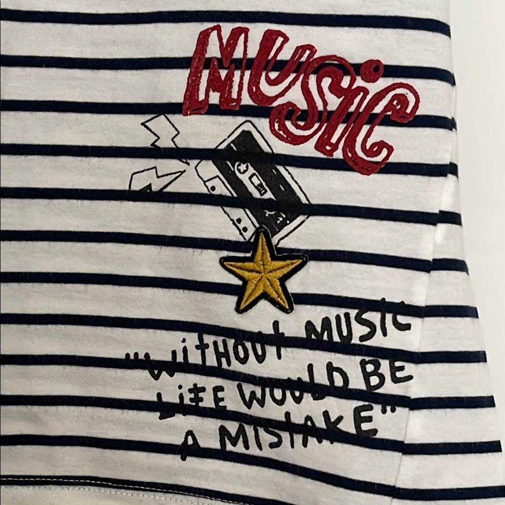 Zara Stripped Short Sleeve Tees with Rock & Roll Graphics - Picture 6 of 12